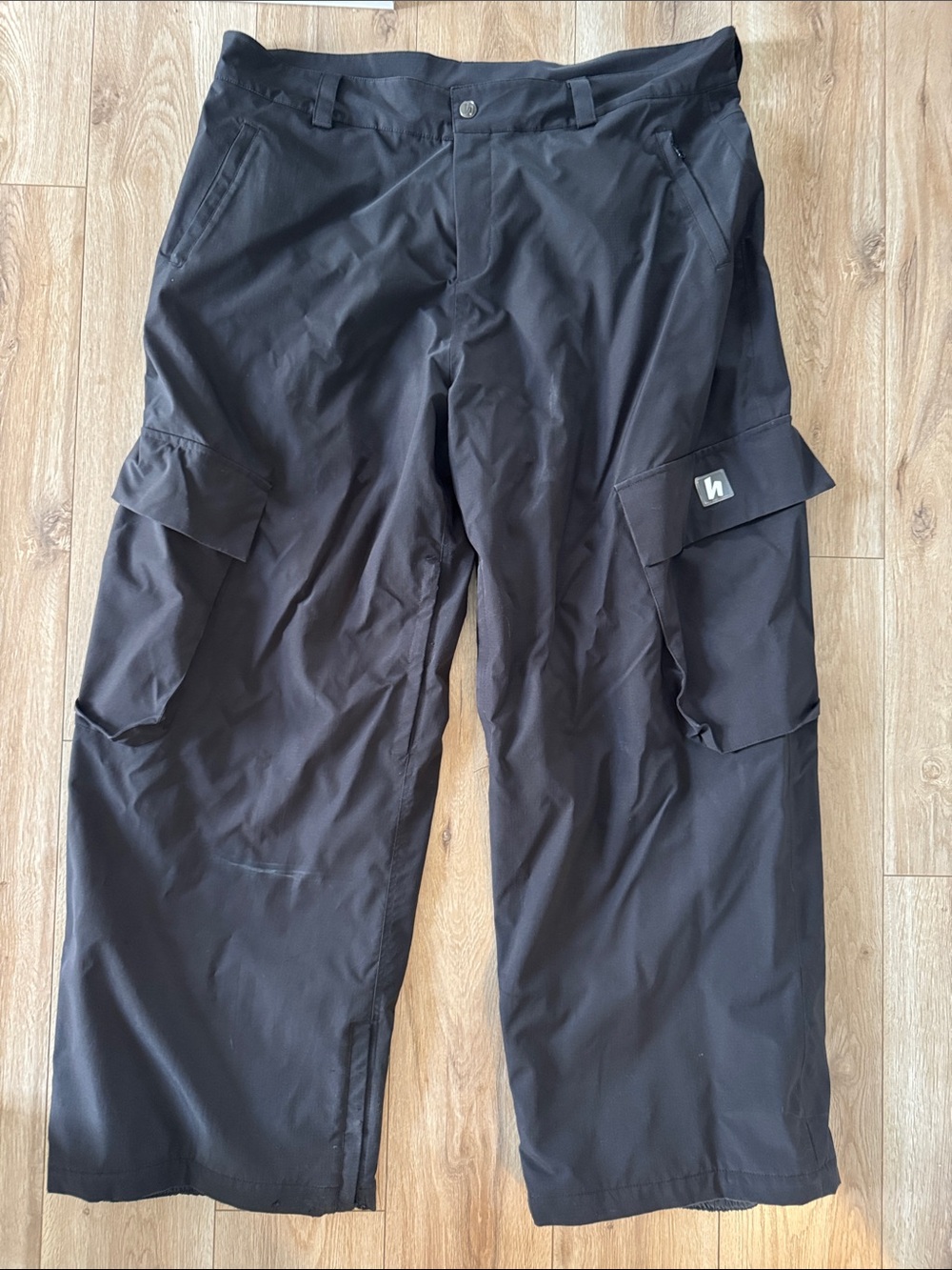 Harlan’s Men's Lined Black Baggy Cargo Ski Snowboard Winter Snow Pants